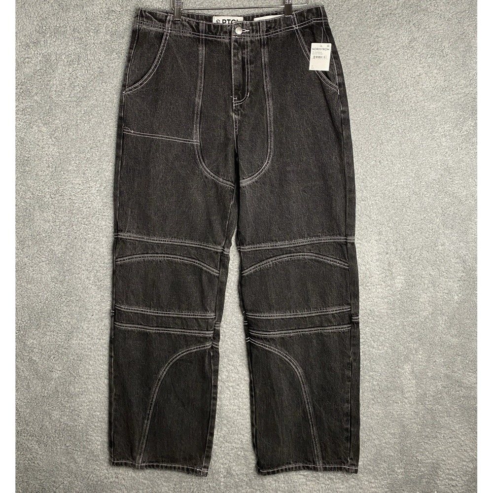 PTCL Straight Wide Leg Bella High Rise Black‎ Rinse Jeans Womens Size 30 Trendy
